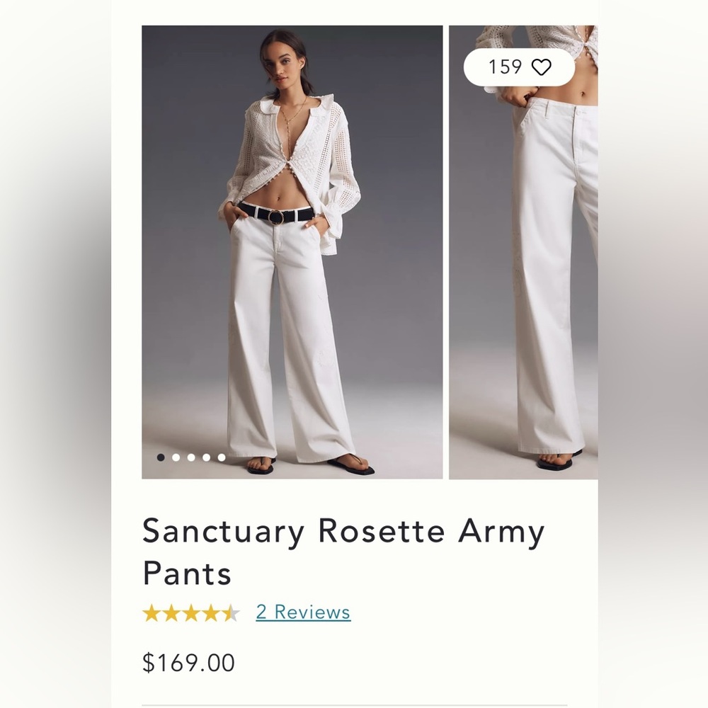 Sanctuary Rosette White Wide Leg Pants